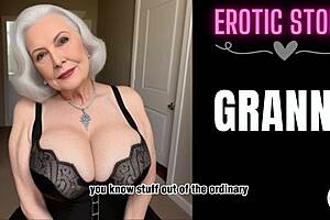 Horny granny fulfilled by young man.