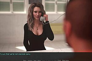 妻と継母の秘密の刑務所訪問 3Dゲームで