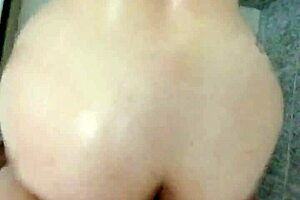 latina milf bent over makes him cum fast in the bathroom homemade