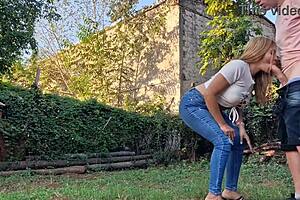 Neighbor sucks my cock on my land