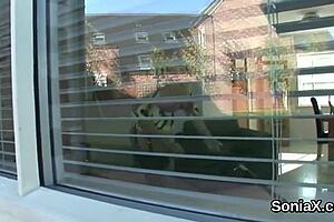 Cheating English milf Lady Sonia displays her giant breasts