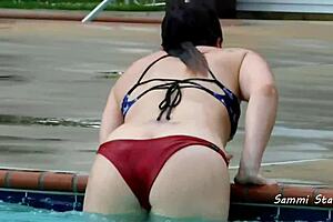 bikini milf at campground pool