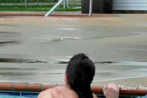 bikini milf at campground pool