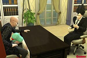 Bulma's Heart Breaks as She Sucks Her Husband's Boss's Balls in Netorare Hentai.