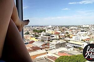 Your stoned friend shows off small tits.