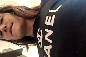 Latina brunette milf teases cock in secret blowjob session.