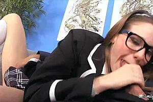 teen babe's tight hole pierced by big mature cock in hardcore blowjob cumshot