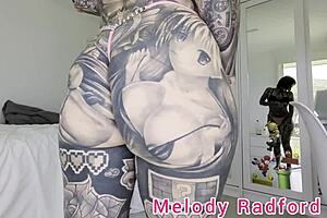 Melody radford tries on pink micro bikini with chain