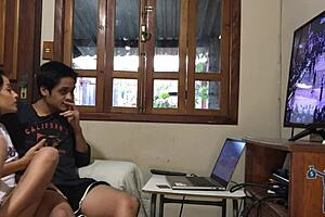 she nagged me to fuck during the game, so i slammed my cock hard!