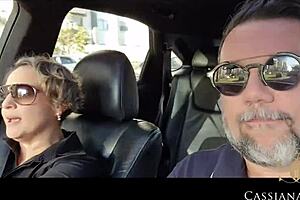 cassi and husband meet friend for threesome with blowjob and cumshot on beach