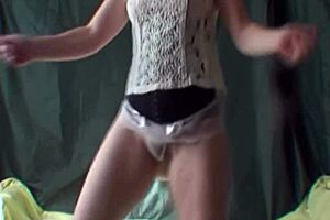 Dancing Naughtily In Silk Panties For Him
