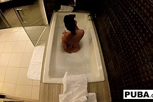 Sexy jezebelle bond films herself taking a bath