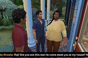 Desi szári özvegy néni Shweta vadul a 2. részben, intenzív akció Wicked Whims-szel!