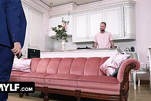 Neglected wife Tokio Nero's shaved pussy unclogged by handyman's tool