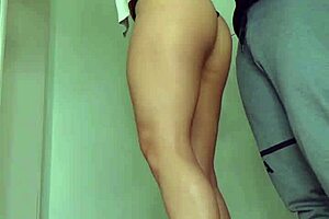 No Lube, Standing Rough Anal Pinned Against The Wall With Creampie.