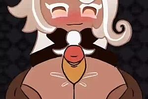 latte cookie titfucks big cock, cums on tits.