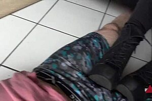 RESTING HER BOOTS on my cock while teasing with a footjob POV