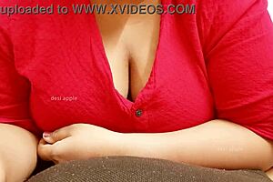 Asian mature woman playing with her chest