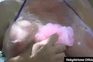 Cougar Vicky Vette Oils Up and FINGERS Her Tight ASS