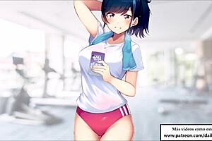 in the gym, she teaches new masturbation tricks