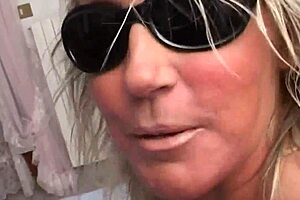 i watch italian blonde milf masturbate with fake dick, but he fingers her pussy bound