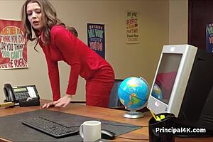 milf in lingerie seducing head teacher at office 😏