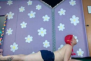 Bikini yoga workout with cute milf nip slip 😍