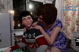 裙子下的小鸡巴让扶她熟女兴奋，在动画扶她与伪娘的乐趣中。