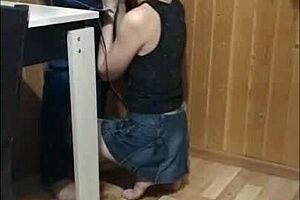 blowjob on balcony while guests walk by?