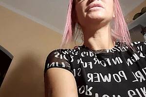 yo, check how this mistress dishes out fuck instructions with her big tits and stockings on display