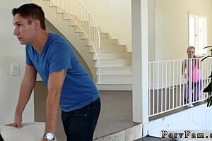 Stepdaughter and cheerleader pals visit associate's stepson for fun