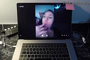 Spanish Milf Leyva Hot Fucks Fan on Webcam.