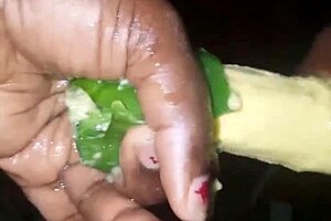Comparing plantain and pepper while getting aroused.