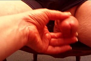 Milf sits on chair with double action