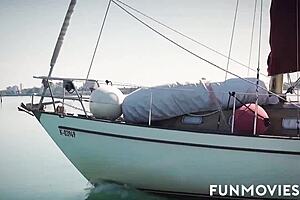 Chesty Gina Sucks And Fucks Two Monster Cocks Outdoors.