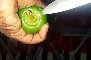 Comparing plantain and pepper while getting aroused.