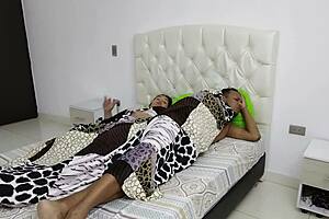 I’m just chilling with my stepdad, getting cozy under the covers.