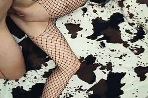 milf wife in fishnet outfit experiences stretching in the scene