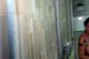 Did the husband almost discover my big tits and monster cock in the bathroom?