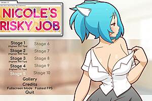 nicole in hentai game masturbates to exposed tits 😍