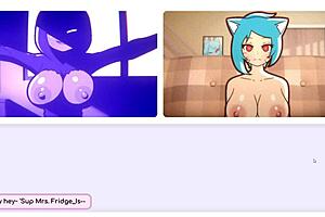 nicole in hentai game masturbates to exposed tits 😍