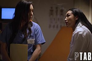 Sinn sage and vicki chase engage in a taboo lesbian session featuring blowjobs and hardcore action with big tits