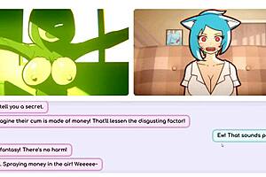 nicole in hentai game masturbates to exposed tits 😍