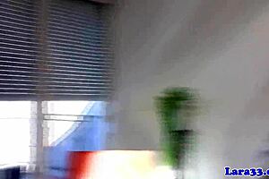 A classy english cougar gets fucked in a threesome wearing stockings