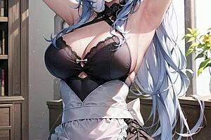 3D butler gets unexpected pussy masturbation