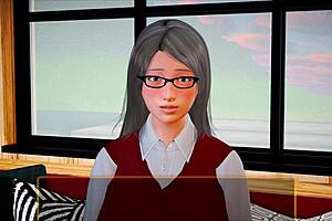 In my new family, the redhead milf has small tits and shaved pussy