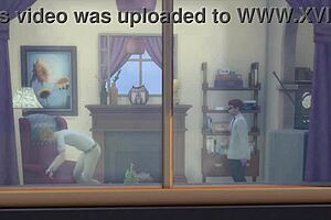 Декстер подсматривает за голыми с помощью рентгеновских очков в Sims 4