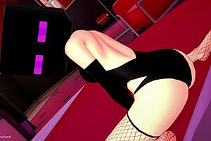 hot novia in fishnets and enderman mask ready for hentai fuck