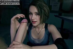 Jill Valentine角色扮演手交，无码Hentai AI场景