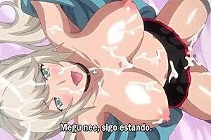 ecchi onee-chan gives blowjob in hentai cartoon